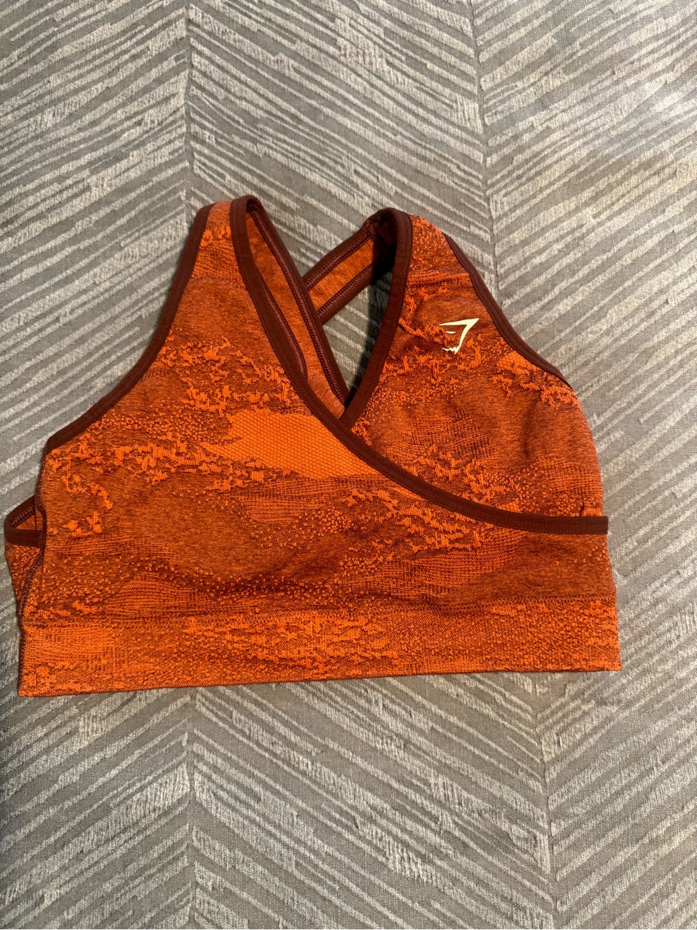 Gym Sports Bra in Burnt Orange with Contrast Trim